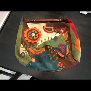 LUCKY BRAND Embroidered Suede Hobo Bag